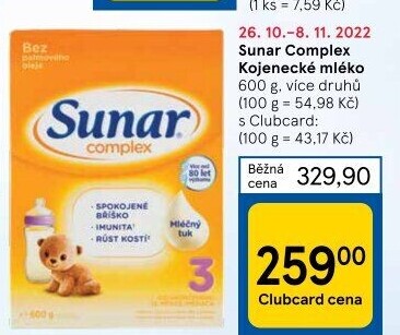 Kojenecká výživa Sunar Complex