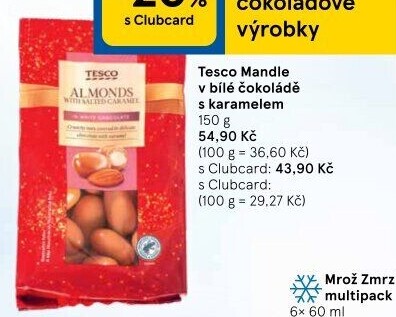 Mandle v čokoládě Tesco