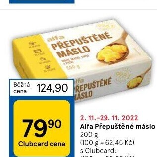 Přepuštěné máslo Alfa
