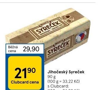 Sýr Syreček Jihočeský Madeta