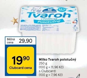 Tvaroh polotučný z Poděbrad Milko