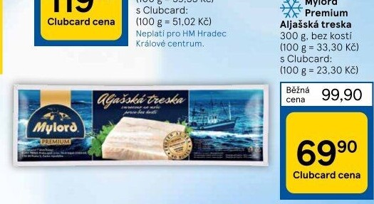 Aljašská treska filé pro děti mražené Premium Mylord