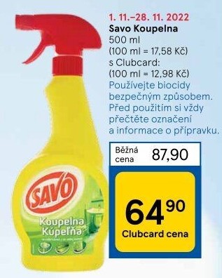 Čistič koupelen ve spreji Savo