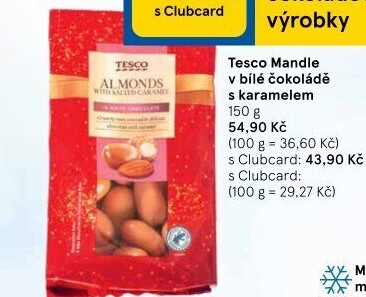 Mandle v čokoládě Tesco
