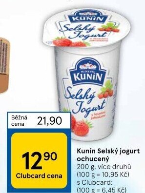 Ochucený jogurt selský Kunín