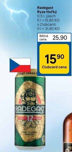 Pivo světlý ležák 12° Ryze hořká Radegast