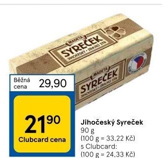 Sýr Syreček Jihočeský Madeta