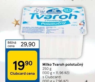 Tvaroh polotučný z Poděbrad Milko