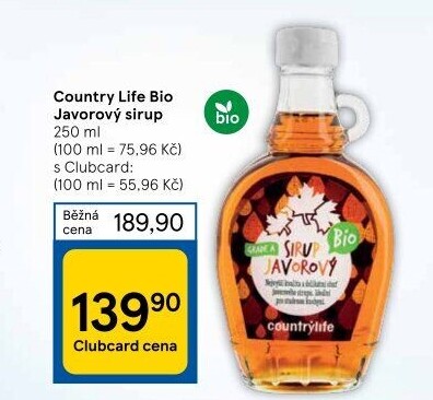 Javorový sirup bio Country Life
