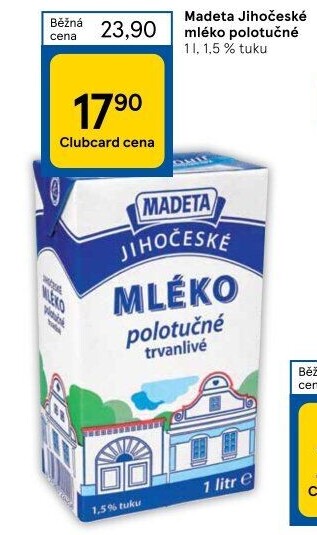 Mléko trvanlivé Jihočeské Madeta - 1,5% polotučné