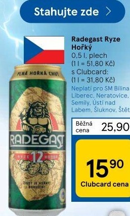 Pivo světlý ležák 12° Ryze hořká Radegast