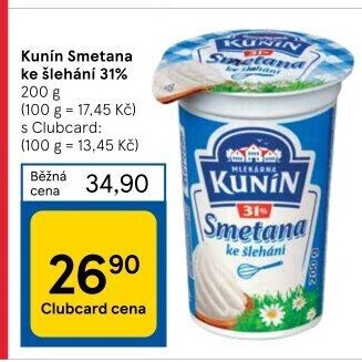 Smetana ke šlehání Kunín 31%