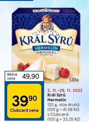 Sýr Hermelín Král sýrů
