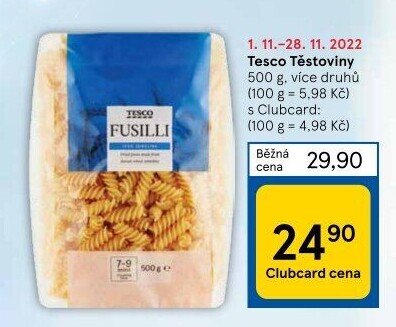 Těstoviny Tesco