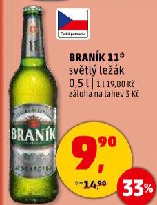 Pivo světlý ležák 11° Jedenáctka Braník
