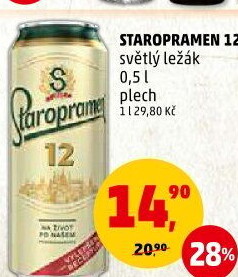 Pivo světlý ležák 12° Staropramen