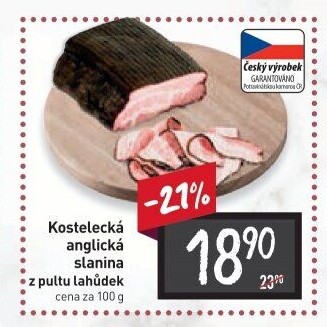 Anglická slanina kostelecká Kostelecké uzeniny