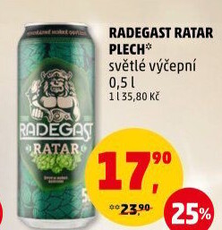 Pivo světlé výčepní Ratar Radegast