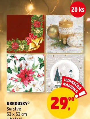 Ubrousky papírové 3vrstvé vánoční