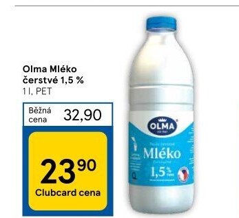 Mléko čerstvé Olma - 1,5% polotučné