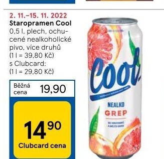 Nealkoholické pivo ochucené Staropramen Cool