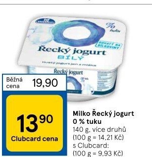 Ochucený jogurt řecký 0% Milko
