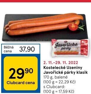 Párky javořické Kostelecké uzeniny