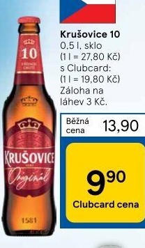 Pivo světlé výčepní Originál Královská 10° Krušovice