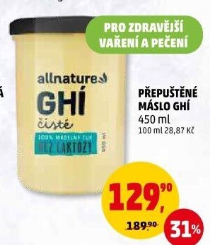 Přepuštěné máslo Ghí Allnature