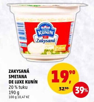 Zakysaná smetana de luxe Kunín 20%