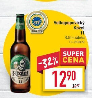 Pivo ležák 11° Velkopopovický Kozel