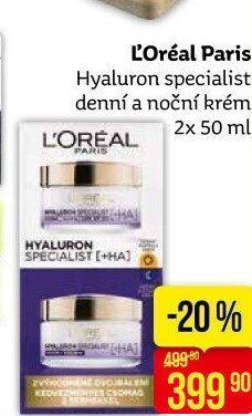 Balení krém denní a noční Hyaluron Specialist L'
