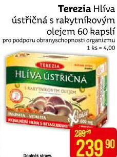 Doplněk stravy Hlíva ústřičná s rakytníkovým olejem Terezia Company