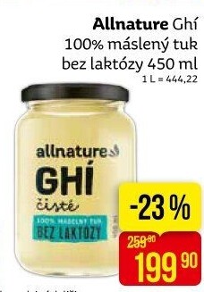 Přepuštěné máslo Ghí Allnature