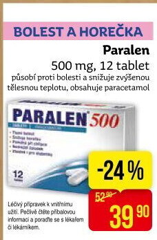 Tablety proti horečce a bolesti 500 Paralen