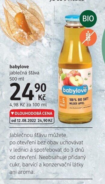 Ovocná šťáva bio Babylove
