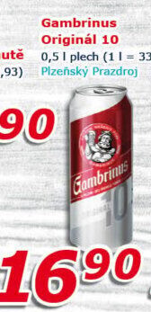 Pivo světlé výčepní Originál 10° Gambrinus