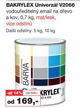 Univerzální email Bakrylex Mat Barvy a laky Hostivař