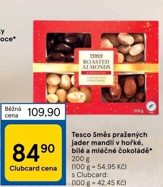 Mandle v čokoládě Tesco