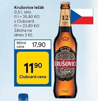 Pivo světlé Královský ležák 12° Krušovice