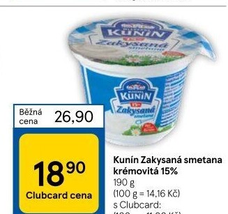 Zakysaná smetana krémovitá Kunín 15%