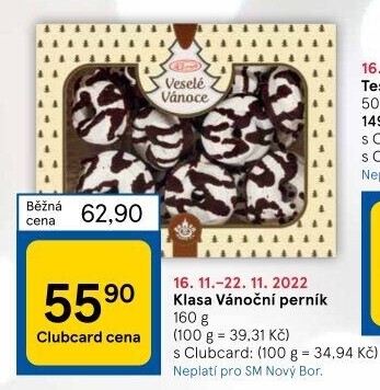 Perník vánoční Klasa Pekárny a cukrárny Klatovy