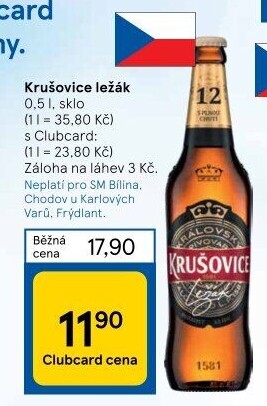 Pivo světlé Královský ležák 12° Krušovice