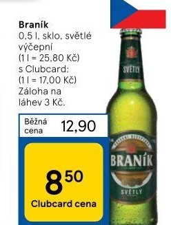 Pivo světlé výčepní 10° Braník