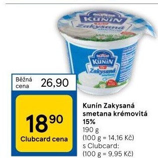 Zakysaná smetana krémovitá Kunín 15%
