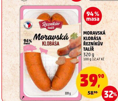Moravská klobása Řezníkův talíř