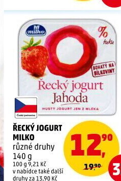 Ochucený jogurt řecký 0% Milko