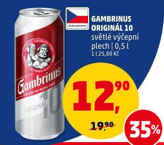 Pivo světlé výčepní Originál 10° Gambrinus