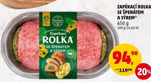Rolka se špenátem a sýrem Snadné vaření Kostelecké uzeniny