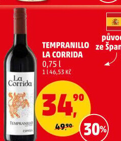 Víno Tempranillo La Corrida